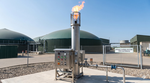 Semi-Automatic Biogas Flare – Push-Button Ignition, PLC Panel, Enclosed Ground Flare | Super Fabtech Panchkula